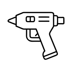 Hot glue gun vector icon for diy crafts and hobby projects outline style design