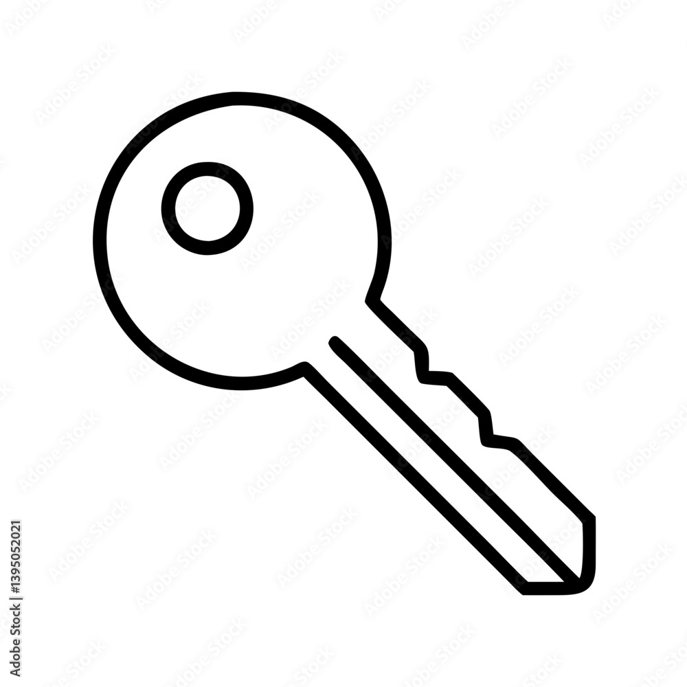 Poster outline house key vector illustration for security access and lock system design