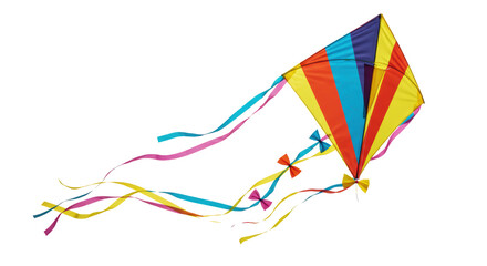 Isolated Colorful Kite with Ribbons Flying in the Wind