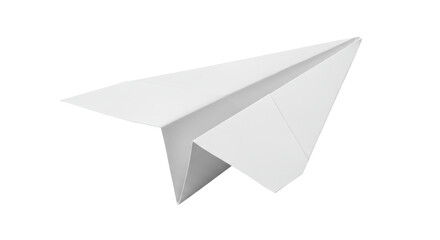 Isolated Simple White Paper Airplane Ready for Flight