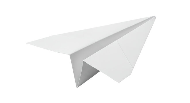 Isolated Simple White Paper Airplane Ready for Flight