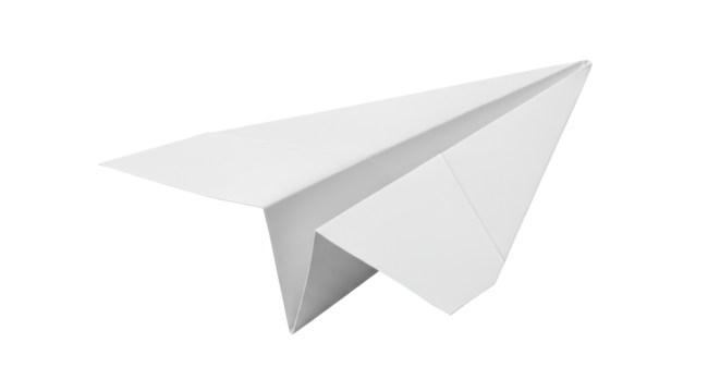 Isolated Simple White Paper Airplane Ready for Flight - Powered by Adobe