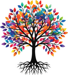 Naklejka premium “Tree Silhouettes: Nature’s Shadows in Minimalist Beauty”