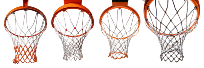 Collection of basketball hoops in various styles and angles, showcasing the sport's essence.
