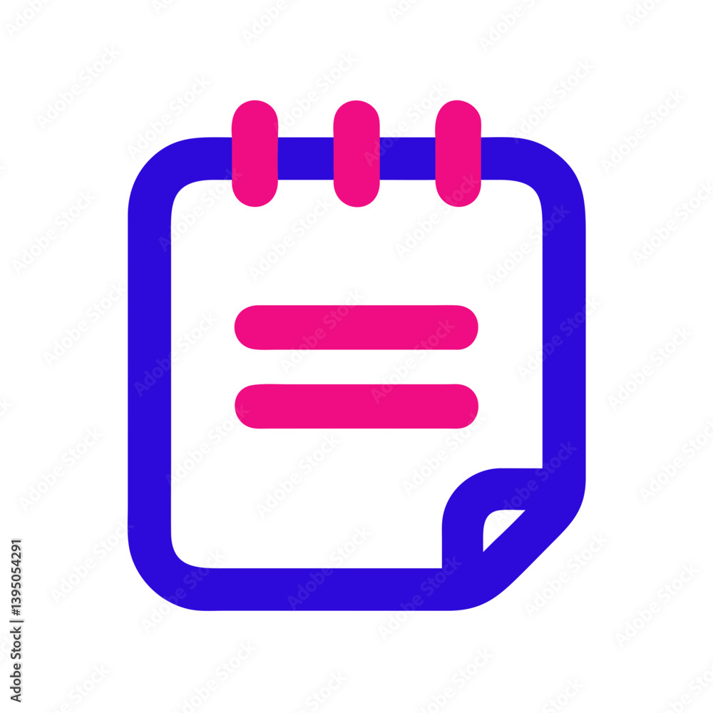 Poster colorful icon of a notepad with notes and a curled corner