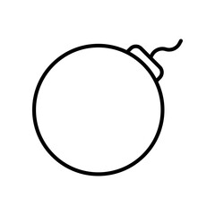 Minimalist Outline of a Round Bomb Icon with Wick. Ideal for concepts related to danger, safety, security, explosive topics