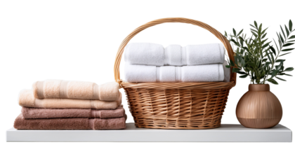 Beautifully arranged towels and greenery for a serene home decor scene.