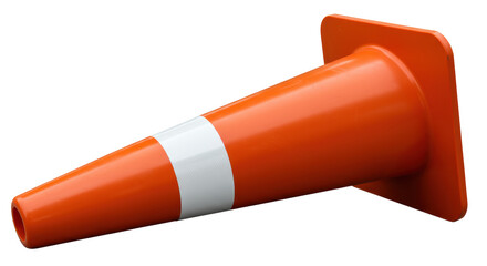 Isolated Orange Traffic Cone Laying Sideways