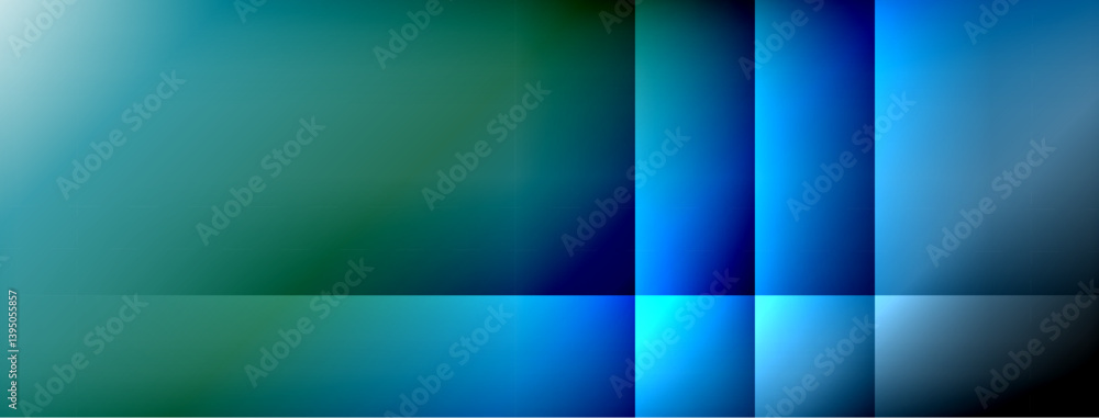 Aufkleber Abstract gradient background. Blues, teals dominate composition. Vertical stripes create visual separation, smooth transitions present throughout image. Minimalist design.