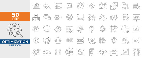 Optimization line editable icon set Vector illustration