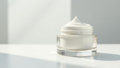 Luxury skincare cream jar, pristine white backdrop, ingredient, studio, luxury