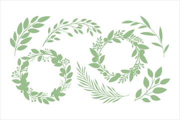 Vector green laurel wreath illustration, a natural floral design element