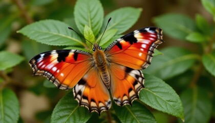 Fototapeta premium A vibrant butterfly in nature, close up, showcasing its multi colored wings.