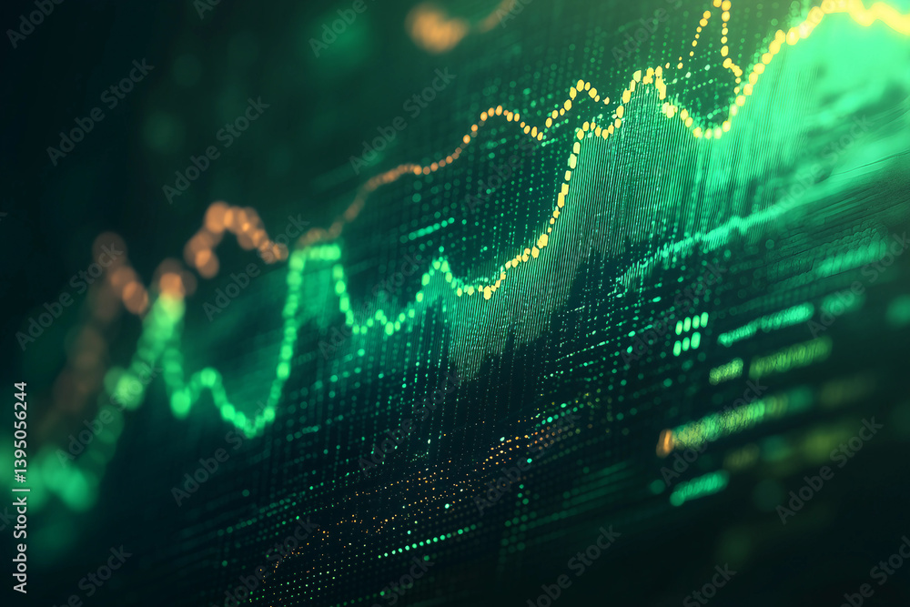 Poster glowing market graph and charts, abstract background with lines generated with ai