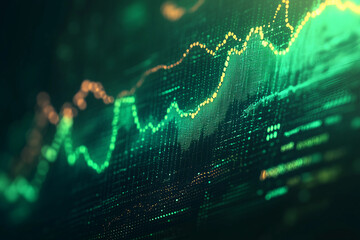 Glowing market graph and charts, abstract background with lines generated with AI