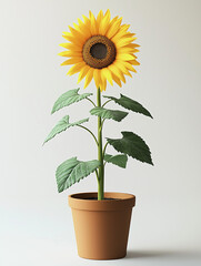 Obraz premium Elegant Simplicity – A Potted Sunflower Illustration