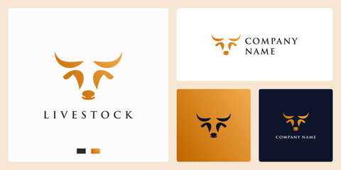livestock logo design template, abstract cow head