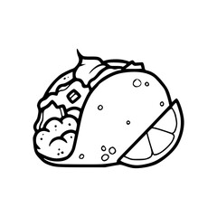 taco outline with lime wedge vector