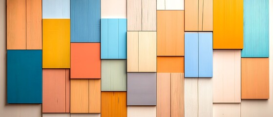 Colorful Wooden Block Wall.