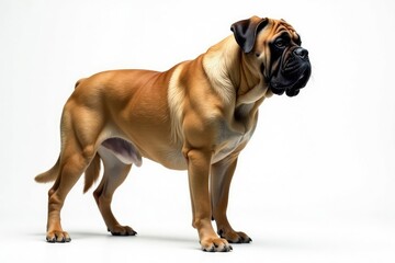 Fototapeta premium Majestic mastiff, powerful stance, white background, isolated, giant, isolated dog