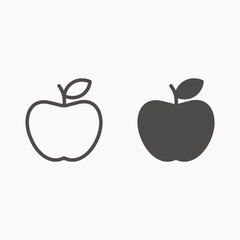 apple icon vector symbol. black silhouette isolated on white background. vector outline icon