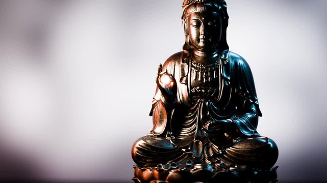 Golden buddha statue presenting vitarka mudra gesture, symbolizing teaching and discussion