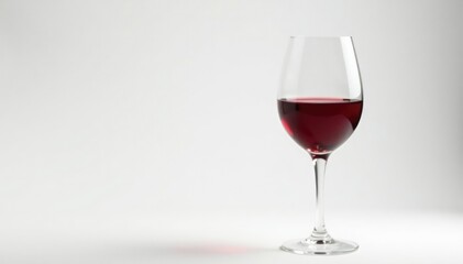 Single red wine glass, minimalist white setting , ruby, beverage, color