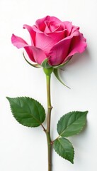 Fototapeta premium Single rose petal on white background isolated, intricate, pink, blossom