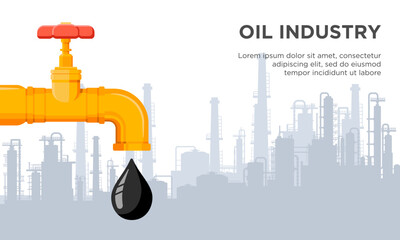 Oil refinery process background vector illustration. Suitable for oil industry vector element.