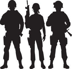 soldiers in military uniform  silhouette vector