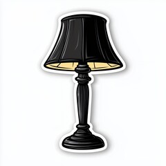 Black Table Lamp with Bell Shaped Shade on White Background