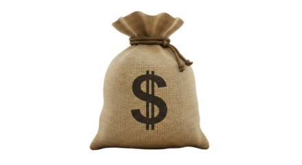 Isolated Money Bag with Dollar Sign for Wealth