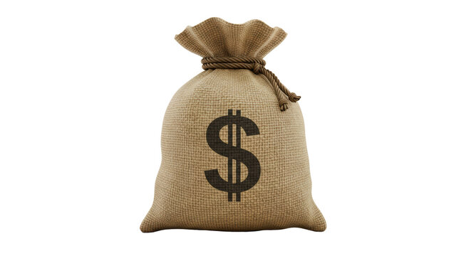 Isolated Money Bag with Dollar Sign for Wealth
