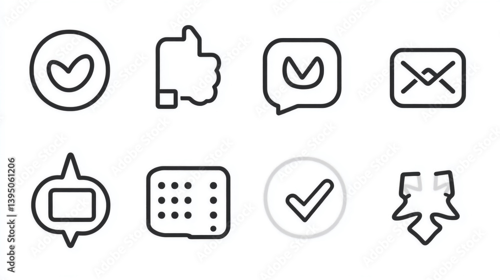 Poster collection of vector icons for ui design including like check calendar message and other interface e