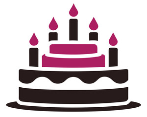 birthday cake with candles  silhouette