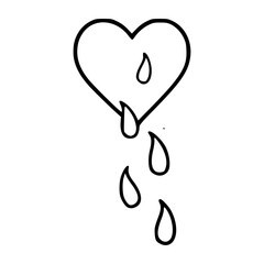 crying heart outline with dripping tears