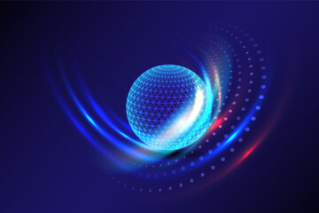 Abstract technology global network connections and endless multi color circles and dots, Global business concept