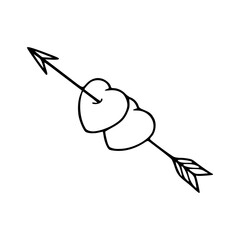 love arrow through connected hearts line art