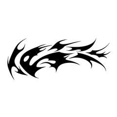 Abstract Black Tribal Tattoo Design with Barbed Spikes and Chaotic Energy Flow – Aggressive Ink Pattern for Body Art or Graphic Illustration
