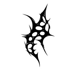 Abstract Black Tribal Tattoo Design with Barbed Spikes and Chaotic Energy Flow – Aggressive Ink Pattern for Body Art or Graphic Illustration