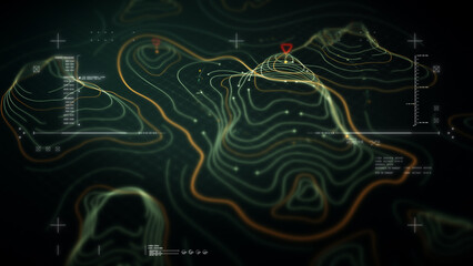 Futuristic Holographic Terrain environment, geomorphology, topography loop motion graphic user interface head up display screen