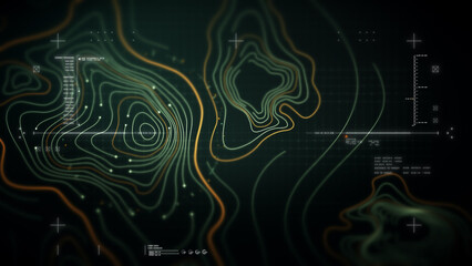 Futuristic Holographic Terrain environment, geomorphology, topography loop motion graphic user...