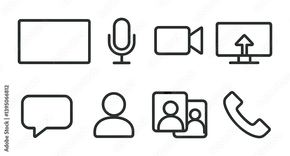Poster communication icons set: 3d style for modern digital interaction and connectivity