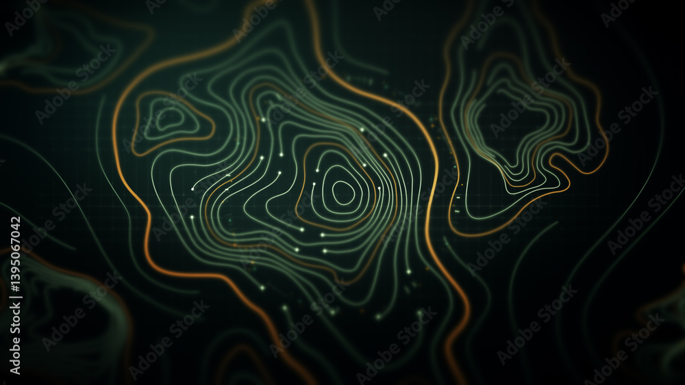 Poster Futuristic Holographic Terrain environment, geomorphology, topography loop motion graphic user interface head up display screen
