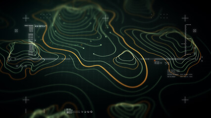 Futuristic Holographic Terrain environment, geomorphology, topography loop motion graphic user...