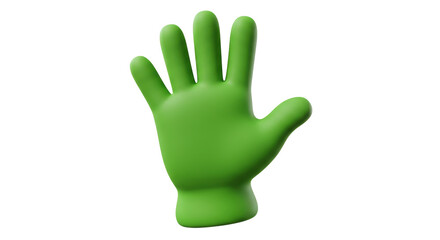 Isolated Green Cartoon Hand with Spread Fingers