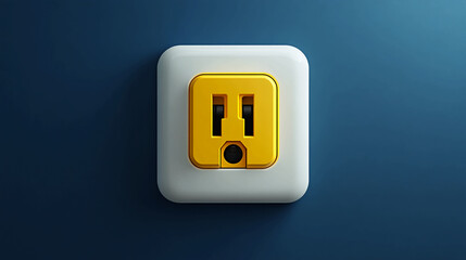Isolated electric power outlet on blue wall for home energy and electric supply needs and electrical socket