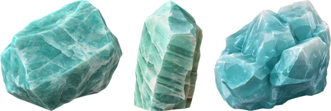 Set of Amazonite 3D cartoon png on transparent background , cut out