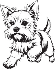 Yorkshire terrier dog. Hand drawn vector illustration	