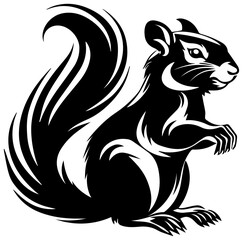black and white squirrel vector illustration